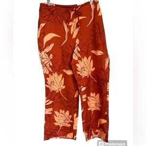 Alfani Terra nova lily‎ floret linen blend pants large resortwear vacay
